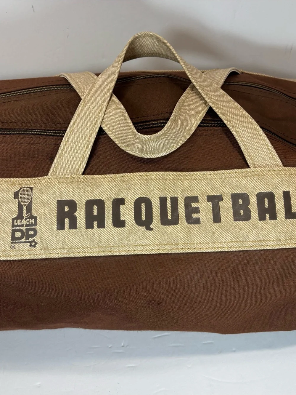 Vintage LEACH Racquetball Bag Racquet Racket Ball Brown Canvas Duffle 1970’s